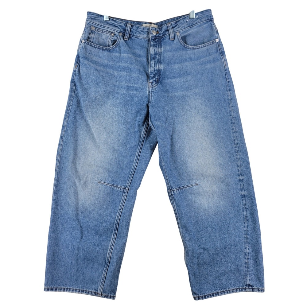Madewell Barrel-Leg Jean Womens 30 (Fits: 33x25) Blue Curvy Darted Button Fly